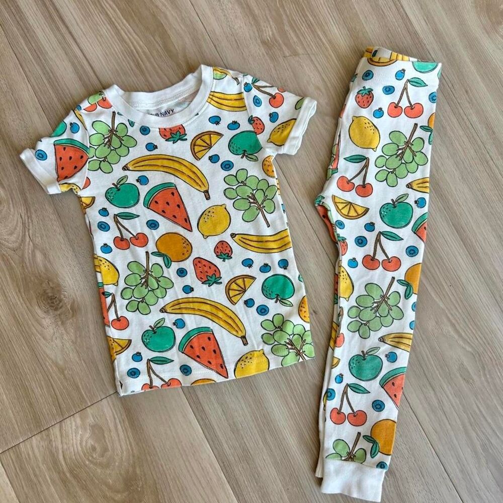 Old Navy Kids Toddler Fruit Unisex 2 piece PJ Cotton Pajamas